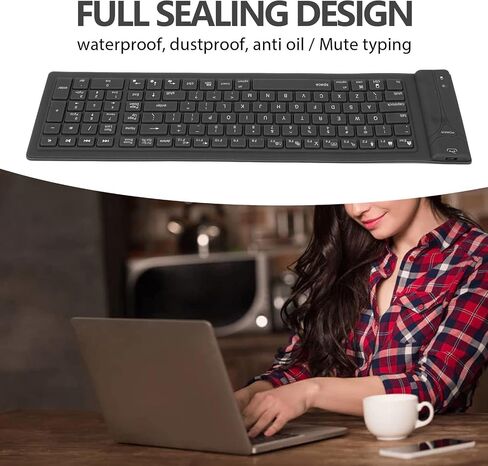 Luqeeg Foldable Silicone Keyboard, 108 Keys Waterproof Full Sealing Bluetooth Keyboard, Mute Typing Foldable Keyboard, Ultra Slim Silent Portable Wireless Keyboard for Tablets in Saudi Arabia