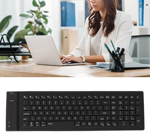 Luqeeg Foldable Silicone Keyboard, 108 Keys Waterproof Full Sealing Bluetooth Keyboard, Mute Typing Foldable Keyboard, Ultra Slim Silent Portable Wireless Keyboard for Tablets in Saudi Arabia