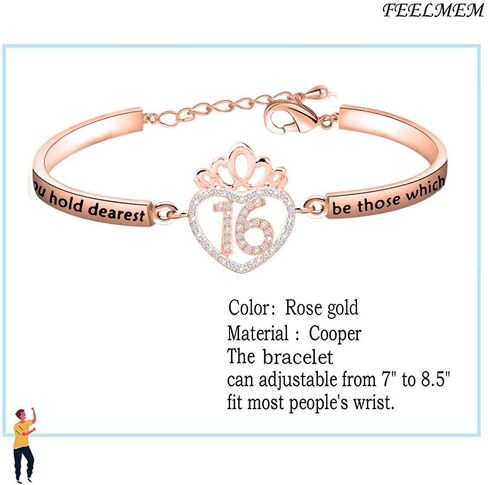 FEELMEM Birthday Gifts Bracelet 12th 13th 16th 18th 30th 40th Crown Queen Charm Bracelet Birthday Gift for Daughter Niece in Kuwait