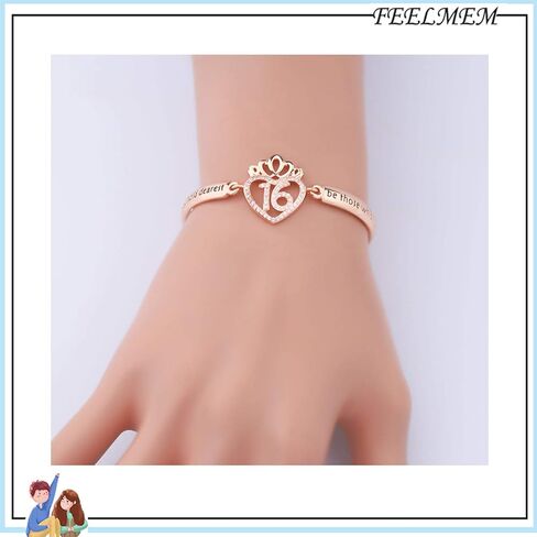 FEELMEM Birthday Gifts Bracelet 12th 13th 16th 18th 30th 40th Crown Queen Charm Bracelet Birthday Gift for Daughter Niece in Kuwait