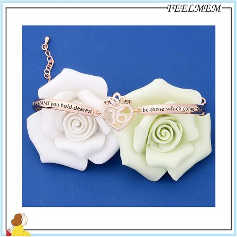 FEELMEM Birthday Gifts Bracelet 12th 13th 16th 18th 30th 40th Crown Queen Charm Bracelet Birthday Gift for Daughter Niece in Kuwait