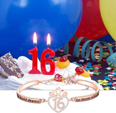 FEELMEM Birthday Gifts Bracelet 12th 13th 16th 18th 30th 40th Crown Queen Charm Bracelet Birthday Gift for Daughter Niece in Kuwait