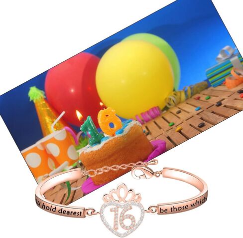 FEELMEM Birthday Gifts Bracelet 12th 13th 16th 18th 30th 40th Crown Queen Charm Bracelet Birthday Gift for Daughter Niece in Kuwait