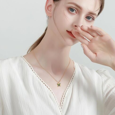 قلادة فراشة من الذهب الأصفر عيار 14 قيراط على شكل فراشة، هدايا مجوهرات على شكل فراشة للنساء والفتيات in Kuwait