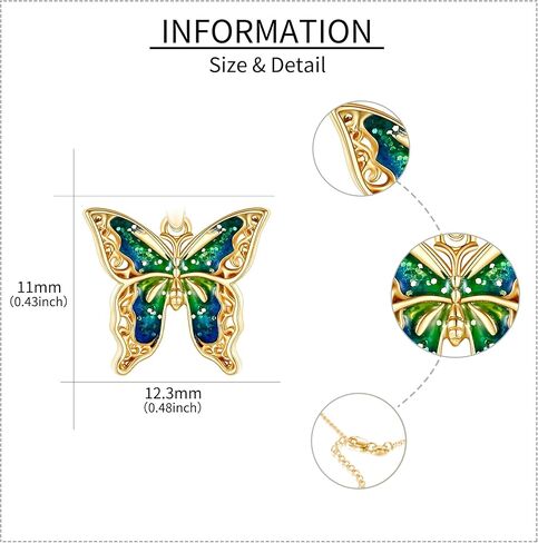 قلادة فراشة من الذهب الأصفر عيار 14 قيراط على شكل فراشة، هدايا مجوهرات على شكل فراشة للنساء والفتيات in Kuwait