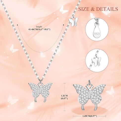 Sterling Silver Butterfly Necklace for Women, 925 Silver Dainty Butterfly Pendant Necklace for Women, Mother Day Cute Choker Necklaces Jewelry Gifts for Mom Friends Grandma in Saudi Arabia