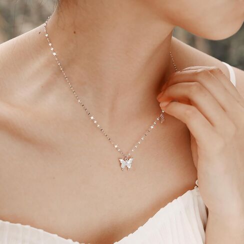 Sterling Silver Butterfly Necklace for Women, 925 Silver Dainty Butterfly Pendant Necklace for Women, Mother Day Cute Choker Necklaces Jewelry Gifts for Mom Friends Grandma in Saudi Arabia