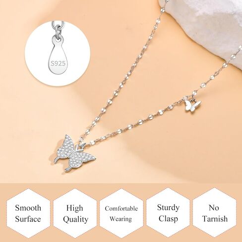 Sterling Silver Butterfly Necklace for Women, 925 Silver Dainty Butterfly Pendant Necklace for Women, Mother Day Cute Choker Necklaces Jewelry Gifts for Mom Friends Grandma in Saudi Arabia