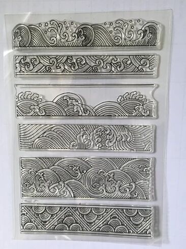 ليندا كرافت الصينية اليابانية الرجعية نمط أمواج المحيط الحدود خطوط الغيوم واضح طوابع لصنع البطاقات الديكور DIY بها بنفسك سكرابوكينغ in Kuwait