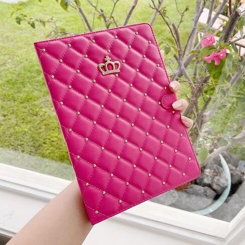 Case for iPad 10th Generation 10.9" 2022, PU Leather Crown Bling Folio Stand Cover with Built-in Apple Pencil Holder and Multiple Viewing Angles (Pink) in Kuwait