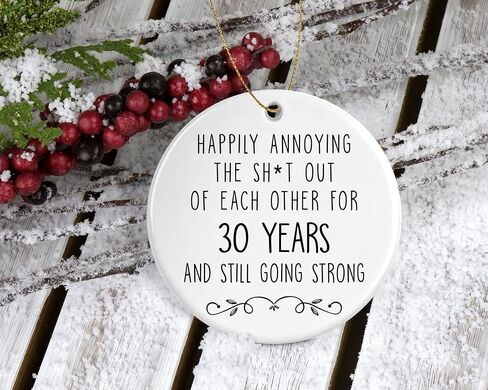 30th for Parents Couples Grandparents - 30th Wedding Anniversary Ornament - Gold Anniversary - 30 Years Party Decoration Printed on Both Sides in Saudi Arabia