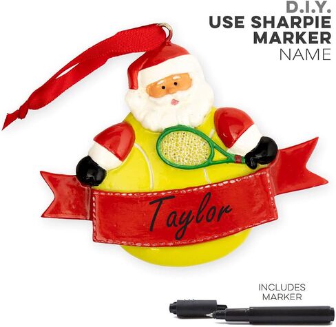 ChalkTalk Sports Tennis Player Santa Resin Christmas Ornament in Saudi Arabia
