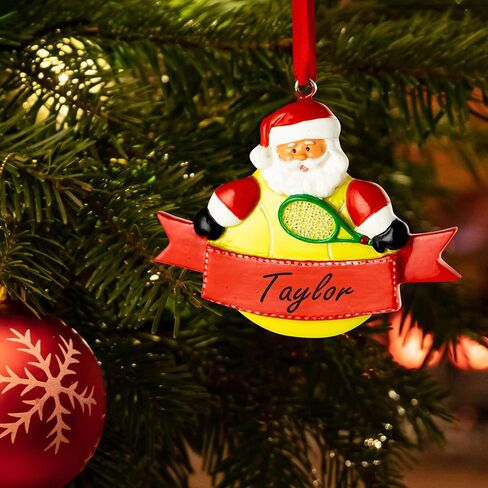 ChalkTalk Sports Tennis Player Santa Resin Christmas Ornament in Saudi Arabia