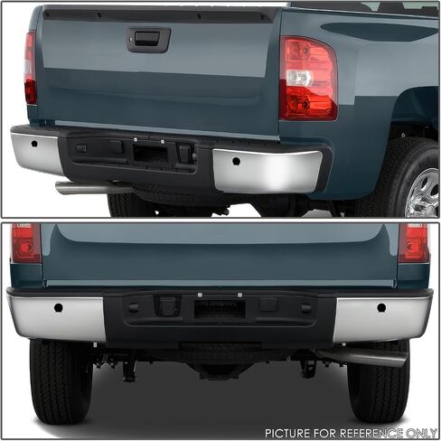 DNA MOTORING Rear Right Bumper End Cap Compatible with 07-13 Silverado/Sierra 1500 2500HD 3500HD Fleetside w/Sensor Holes, Chrome, BUMP-R-CS07-C-01-CH-R in Saudi Arabia