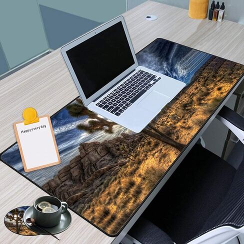 Large Game Mouse Pad + Wrist Support Pad + Coffee Coaster, Sunflower Quote Live Love Laugh Foldable Table Mat with Stitched Edge, Non-Slip Set Pad Suitable for Office Work and Home in Saudi Arabia