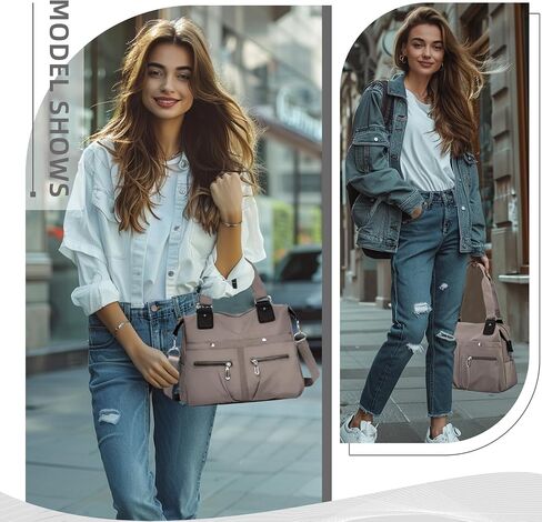 Tote Bag Crossbody Bags for Women Nylon Purses for Women Multiple Pockets Bag Handbags with Zipper Satchel Bags in Saudi Arabia