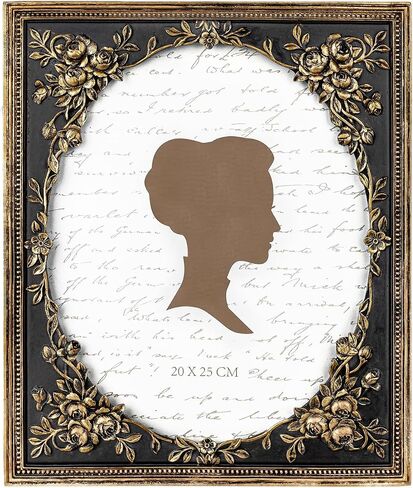 AELS 8x10 Inch Vintage Black Picture Frame, Elegant Antique Photo Frames with Glass Front, Photo Display, Tabletop Wall Hanging, Gift Ideas, Gold and Black in Saudi Arabia