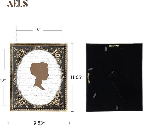 AELS 8x10 Inch Vintage Black Picture Frame, Elegant Antique Photo Frames with Glass Front, Photo Display, Tabletop Wall Hanging, Gift Ideas, Gold and Black in Saudi Arabia