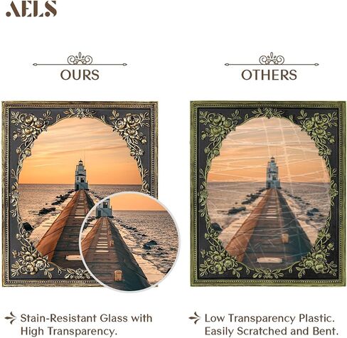 AELS 8x10 Inch Vintage Black Picture Frame, Elegant Antique Photo Frames with Glass Front, Photo Display, Tabletop Wall Hanging, Gift Ideas, Gold and Black in Saudi Arabia