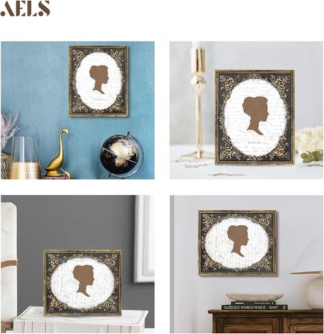 AELS 8x10 Inch Vintage Black Picture Frame, Elegant Antique Photo Frames with Glass Front, Photo Display, Tabletop Wall Hanging, Gift Ideas, Gold and Black in Saudi Arabia