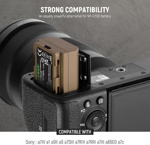 NEEWER 2400mAh NP-FZ100 Replacement Battery, Type C 2.5 Hrs Fast Charging, Rechargeable Camera Battery for Sony FX3 FX30 ZV-E1 A1 A6600 A6700 A7III A7IV A7C A7CII A7CR A7RIII A7RIV A7RV A7SIII A9 A9II in Saudi Arabia