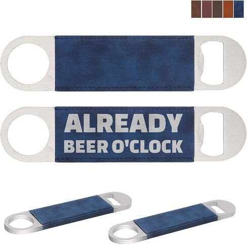 PYD Life 8 Pack Stainless Steel Flat Bottle Opener with Vintage Brown Leather Handle Blanks 1.6" x 7" for Glowforge Xtool Laser Engraing Custom Name Text Patterns,Beer Opener for Kitchen,Bar,Home in Saudi Arabia