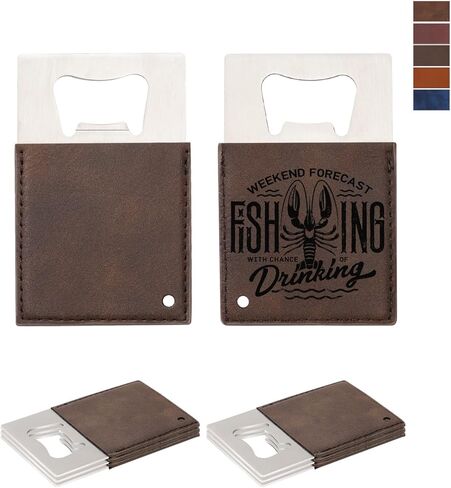 PYD Life 8 Pack Stainless Steel Flat Bottle Opener with Vintage Brown Leather Handle Blanks 1.6" x 7" for Glowforge Xtool Laser Engraing Custom Name Text Patterns,Beer Opener for Kitchen,Bar,Home in Kuwait