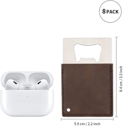 PYD Life 8 Pack Stainless Steel Flat Bottle Opener with Vintage Brown Leather Handle Blanks 1.6" x 7" for Glowforge Xtool Laser Engraing Custom Name Text Patterns,Beer Opener for Kitchen,Bar,Home in Kuwait