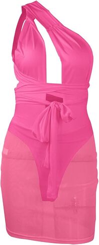 Womens See Through Bodycon Dress – Sexy Sheer Mesh Sleeveless Hollow Out Bandage Party Mini Dress Clubwear in Saudi Arabia