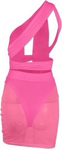 Womens See Through Bodycon Dress – Sexy Sheer Mesh Sleeveless Hollow Out Bandage Party Mini Dress Clubwear in Saudi Arabia