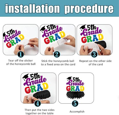 8Pc 5th Grade Graduation Decorations Honeycomb Centerpieces, 3D Double Side Fifth Grade Graduation Decorations for Table, Elementary School Graduation Decorations for Party Office Classroom in Saudi Arabia