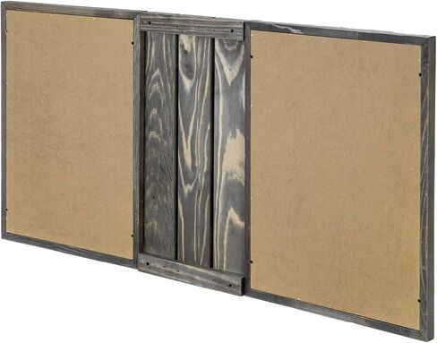 MyGift Wall Mounted Vintage Gray Wood Entryway Bulletin Board Combo Set with Chalkboard, Cork Board, 2 Storage Display Shelves and 3 Key Hooks, Family Command Center Wall Organizer in Saudi Arabia