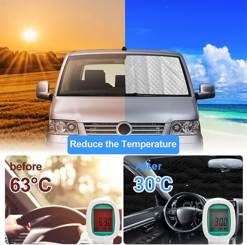 مجموعة ظل الشمس للزجاج الأمامي المخصصة لسيارة Ford Transit 2014-2023 (T-150 T-250 T-350 T-350HD SRW)، مظلة جانبية معزولة للمقعد الأمامي لجميع المواسم، عاكس للأشعة فوق البنفسجية لحماية الخصوصية in Kuwait