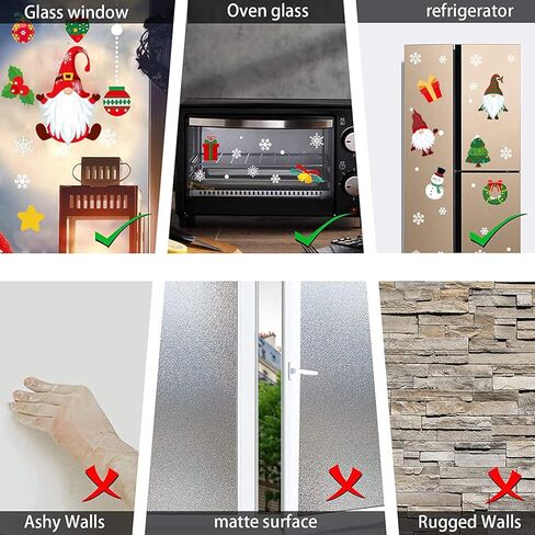 ملصقات نافذة عيد الميلاد، 9 أوراق ملصقات نافذة تماثيل عيد الميلاد، ملصقات نافذة ذاتية قابلة للإزالة من مادة PVC الثابتة رودولف القزم لعيد الشكر وديكورات الشتاء ومستلزمات الحفلات in Kuwait