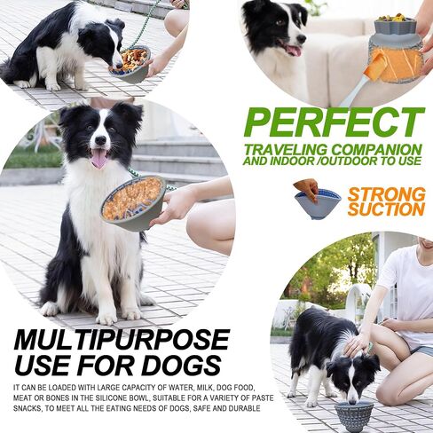 Multi-fonction Silicone Slow Feeder Dog Bowls Pet Lick Mat for Dog and Cat Slow Feeder food Bucket Licking Pad with Suction Cups Heavy Duty Puzzle Food Treat for Dog Dishwasher Fit (BlUE) in Saudi Arabia