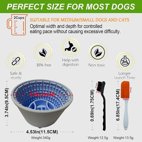 Multi-fonction Silicone Slow Feeder Dog Bowls Pet Lick Mat for Dog and Cat Slow Feeder food Bucket Licking Pad with Suction Cups Heavy Duty Puzzle Food Treat for Dog Dishwasher Fit (BlUE) in Saudi Arabia