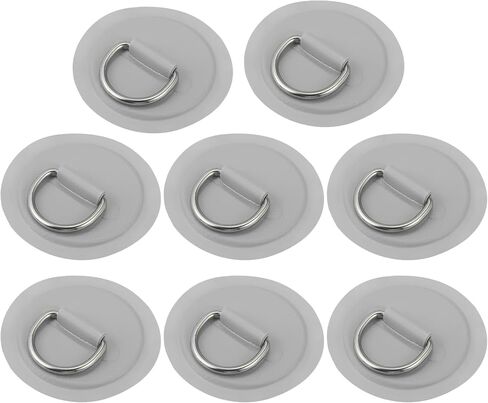 X AUTOHAUX 8pcs 8cm D Ring Patch PVC Stainless Steel Round Shape D Ring Pad for Surfboard Inflatable Boat Kayak Canoe Deck in Saudi Arabia