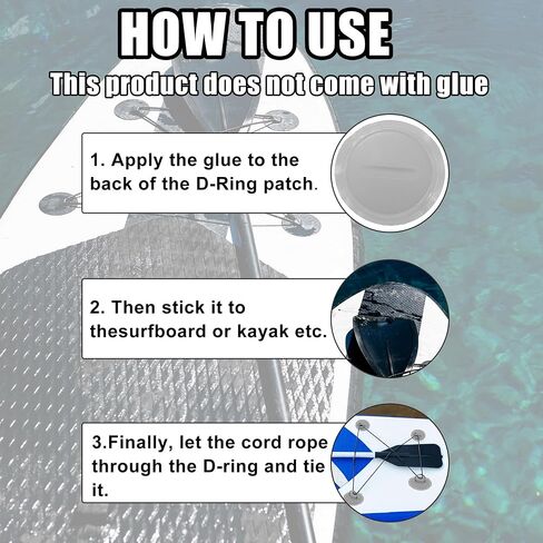 X AUTOHAUX 8pcs 8cm D Ring Patch PVC Stainless Steel Round Shape D Ring Pad for Surfboard Inflatable Boat Kayak Canoe Deck in Saudi Arabia