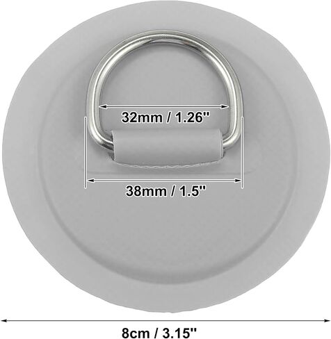 X AUTOHAUX 8pcs 8cm D Ring Patch PVC Stainless Steel Round Shape D Ring Pad for Surfboard Inflatable Boat Kayak Canoe Deck in Saudi Arabia