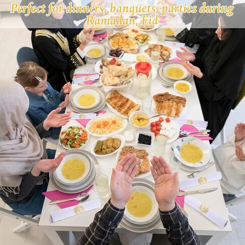 Gold Napkin Rings Set of 12 Rhinestone Moon and Star Metal Napkin Holder Eid al Adha Mubarak Napkin Rings Napkin Buckles Eid al Adha Mubarak Table Decoration for Muslim Theme Party in Saudi Arabia