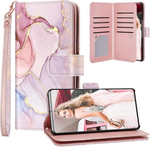 Fingic Pixel 7 Pro Case, Google Pixel 7 Pro Case Wallet, Rose Gold Marble 9 Card Holder PU Leather Detachable Wrist Strap Wallet Case for Women Girl Cover for Google Pixel 7 Pro 5G (6.7 inch) in Saudi Arabia