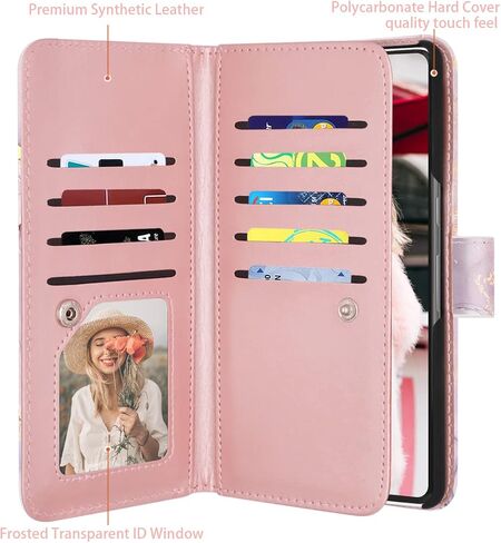 Fingic Pixel 7 Pro Case, Google Pixel 7 Pro Case Wallet, Rose Gold Marble 9 Card Holder PU Leather Detachable Wrist Strap Wallet Case for Women Girl Cover for Google Pixel 7 Pro 5G (6.7 inch) in Saudi Arabia