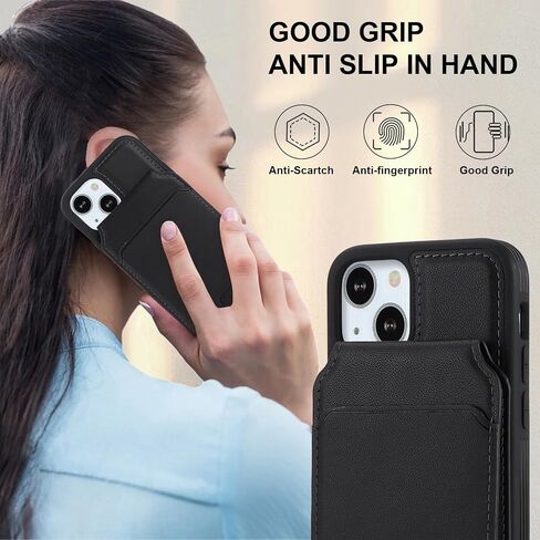 iPhone 13 Mini case with Credit Card Holder mag Safe, iPhone 13 Mini Phone Leather Case Wallet for Women Compatible mag Safe Wallet Detachable 2-in-1 for Men-Black in Saudi Arabia