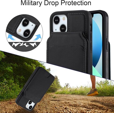 iPhone 13 Mini case with Credit Card Holder mag Safe, iPhone 13 Mini Phone Leather Case Wallet for Women Compatible mag Safe Wallet Detachable 2-in-1 for Men-Black in Saudi Arabia