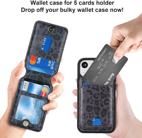 iPhone 13 Mini case with Credit Card Holder mag Safe, iPhone 13 Mini Phone Leather Case Wallet for Women Compatible mag Safe Wallet Detachable 2-in-1 for Men-Black in Kuwait