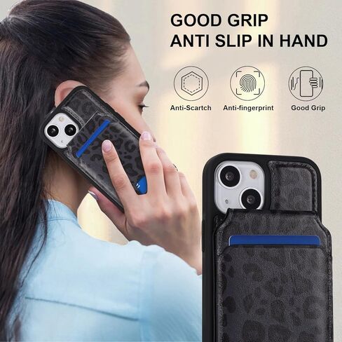 iPhone 13 Mini case with Credit Card Holder mag Safe, iPhone 13 Mini Phone Leather Case Wallet for Women Compatible mag Safe Wallet Detachable 2-in-1 for Men-Black in Kuwait
