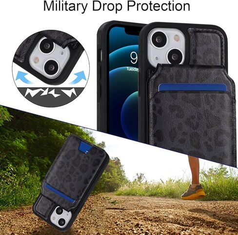 iPhone 13 Mini case with Credit Card Holder mag Safe, iPhone 13 Mini Phone Leather Case Wallet for Women Compatible mag Safe Wallet Detachable 2-in-1 for Men-Black in Kuwait