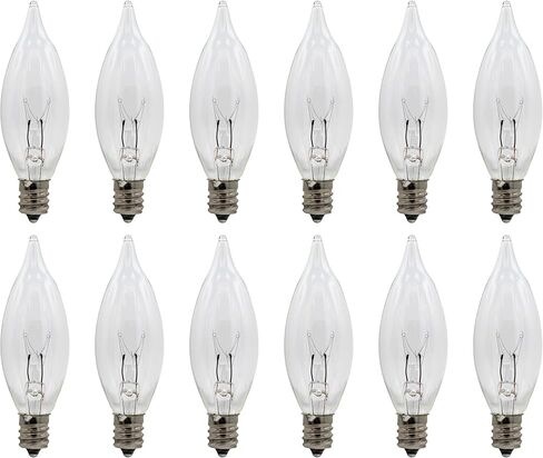 مصابيح الإضاءة البديلة من Creative Hobbies® لمصابيح الشموع الكهربائية، ومصابيح طرف اللهب لشموع النوافذ، والثريات - 7 وات - 120 فولت - E12 شمعدان - عبوة من 12 قطعة in Saudi Arabia