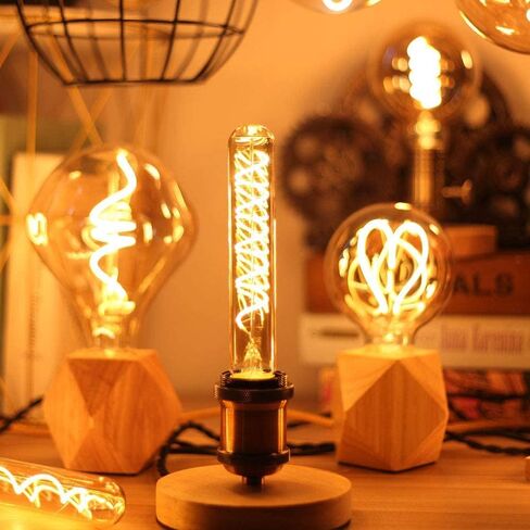 Vintage LED Spiral Filament Bulb T14, E26 LED Bulb 4W Equivalent E26 Bulb 40 Watt Warm White 2200K E26 Edison Bulb dimmable AC120V 400LM,Decorative Antique Filament Light Bulbs,Amber Glass,Pack of 4 in Saudi Arabia