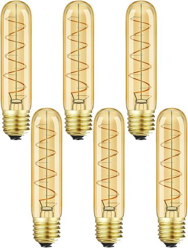 Vintage LED Spiral Filament Bulb T14, E26 LED Bulb 4W Equivalent E26 Bulb 40 Watt Warm White 2200K E26 Edison Bulb dimmable AC120V 400LM,Decorative Antique Filament Light Bulbs,Amber Glass,Pack of 4 in Saudi Arabia